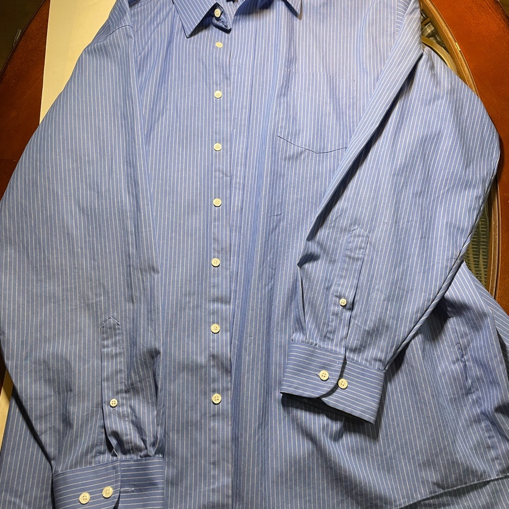 Stafford Men's Blue Striped Dress Shirt